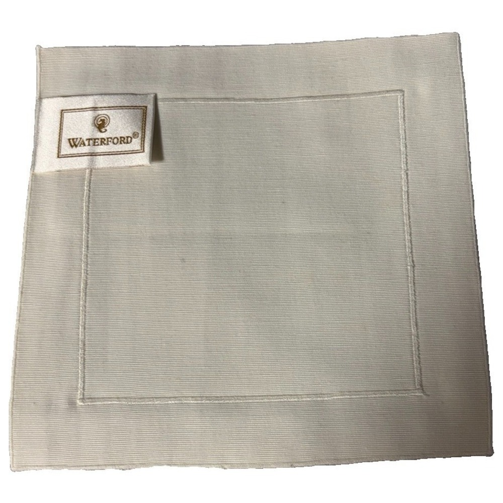 Waterford Linen Cocktail Napkins Set of 4 Ivory Cream 7x7 Embroidered Border